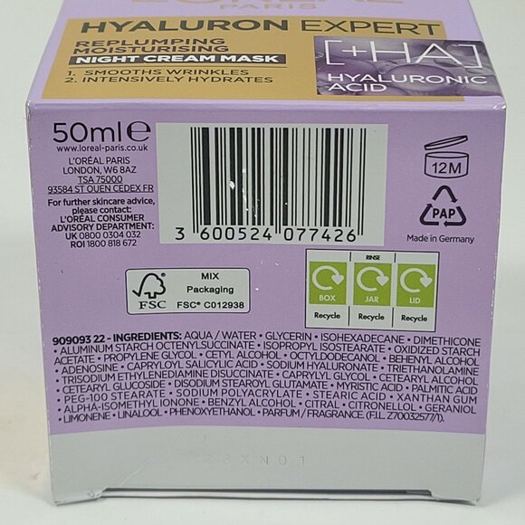 LOreal Paris Hyaluron Expert Replumping Moisturising Night Cream Mask 50ml NIB - Picture 5 of 5